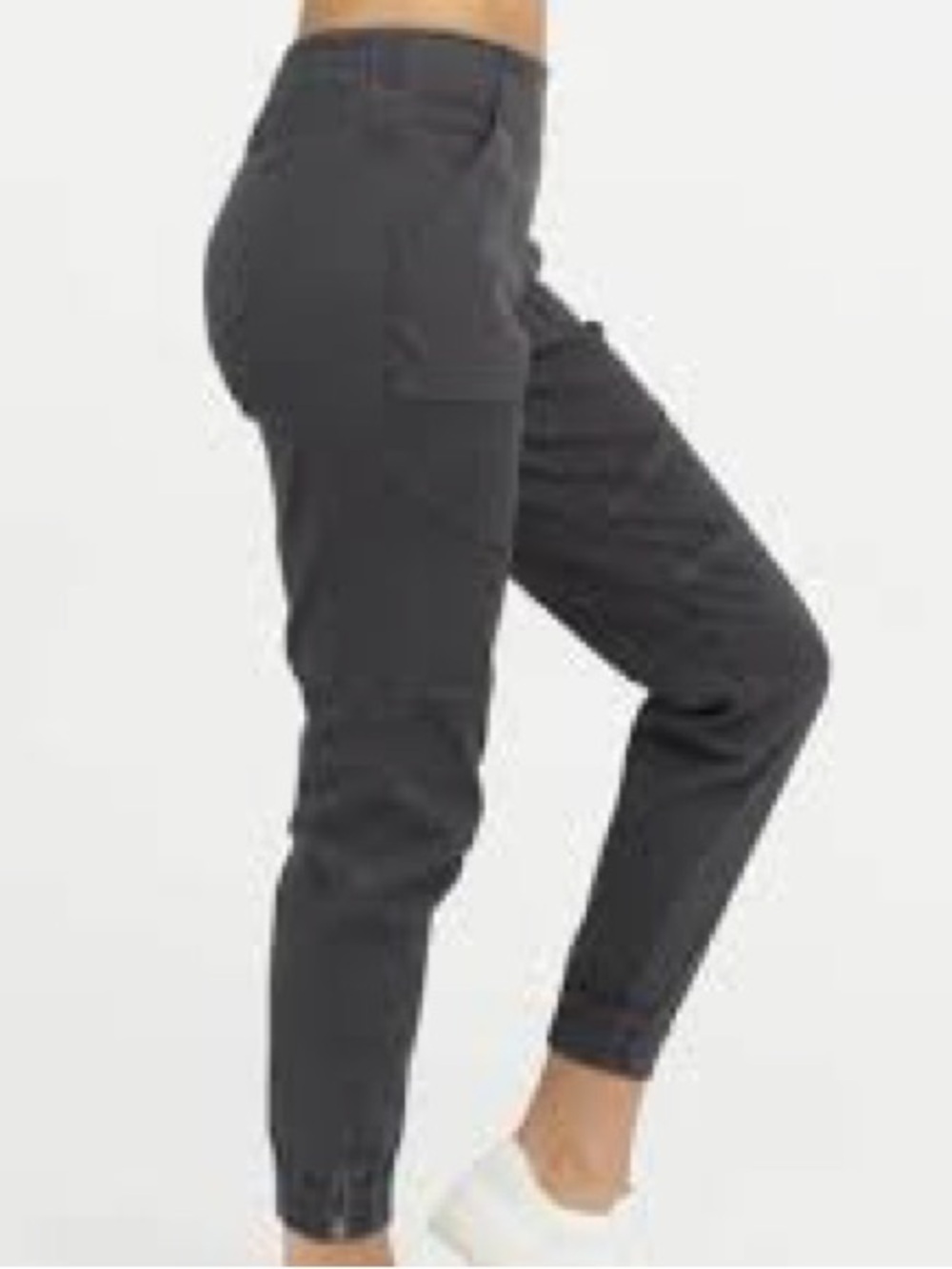 NWT Spanx stretch twill cargo jogger black gray high waist ankle length taper - Picture 8 of 12